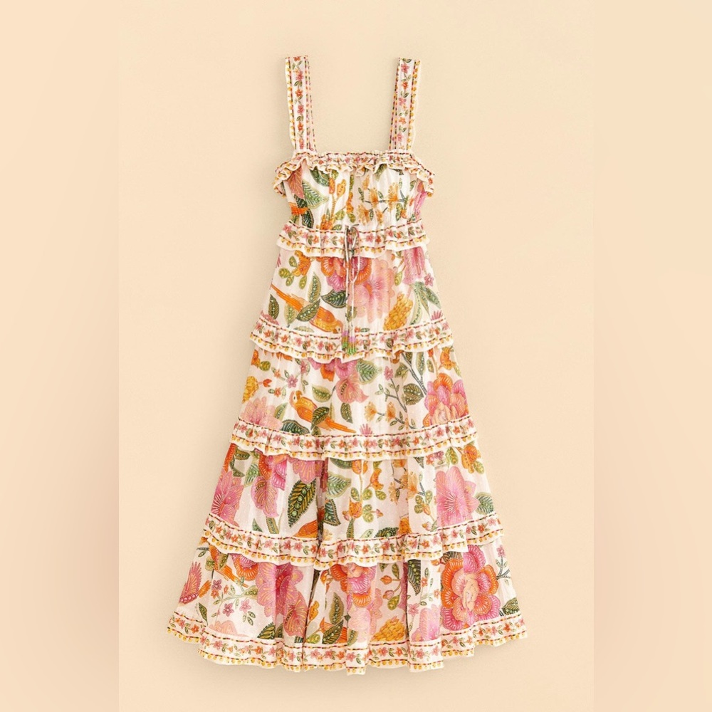 🥭FARM RIO Macaw Bloom Ruffle Tiered Sundress - Picture 8 of 16